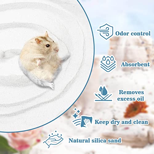 Sukh 47OZ Hamster Sand Bath - Fine Desert Sand Hamster Bedding Reptile Silica Sand Gerbil Hideout for Hamster Squirrel Guinea Pig Rabbit Chinchillas Gerbil Syrian Mice Small Animals Small Pets - size: 47 OZ