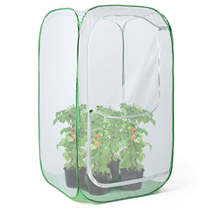 48" Outdoor Mesh Plant Enclosure, Mesh Plant Cover for Pests, Bird and Pest Protection Guard for Fruit, Vegetables, Flowers and Herbs Pop-Up Cage 28 x 28 x 48 Inches - size: 28 x 28 x 48 Inches