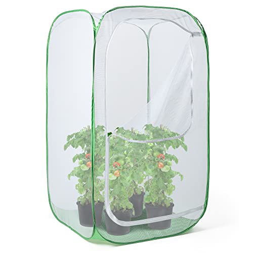 59" Outdoor Mesh Plant Enclosure, Mesh Plant Cover for Pests, Bird and Pest Protection Guard for Fruit, Vegetables, Flowers and Herbs Pop-Up Cage 35"x35"x59" - size: 35 x 35 x 59 Inches