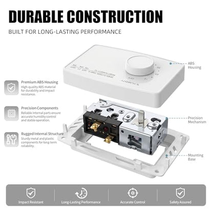 4655 24 VAC Control Switch Replacement for Manual Humidistat Humidifier Manual Water Saver Furnace Humidifier (White)