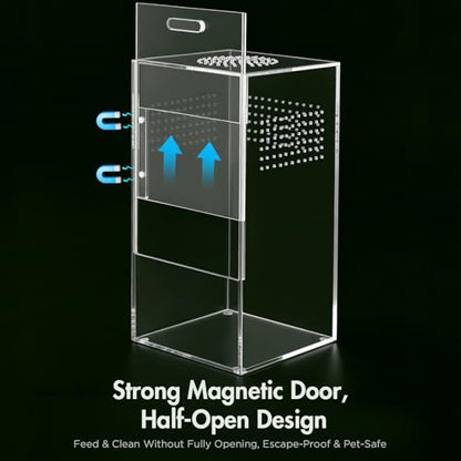 Pre-Assembled Jumping Spider Enclosure, Acrylic Terrarium with Magnetic Door & All-Side Ventilation, Habitat for Spiderling, Mantis, Tarantula, Snail (5"×5"×10") - size: Large Vertical (5"×5"×10")