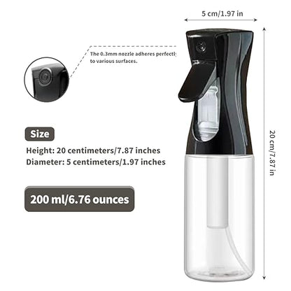 Continuous Spray Bottle for Hair-6.76OZ/200ML,Continuous Mister Empty Spray Bottles,Ultra Fine Mist Water Sprayer for Hairstyling, Cleaning, Plants, Pets, Barbers, Salons(2PCS)