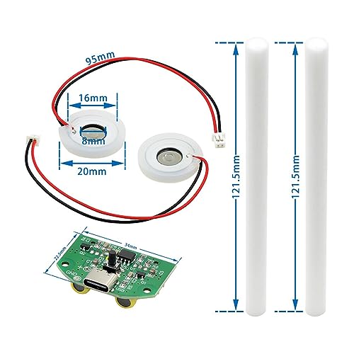 HiLetgo Air Humidifier DIY Kit Double Nozzle USB-C Type-C USB Moisture Spray Mist Maker Fogger Atomizer Mini Oscillator with Switch Timer Function with Double Cotton Swab & Stand