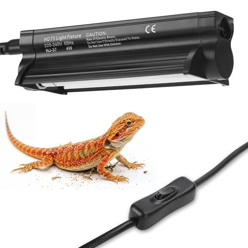 T5 HO UVB Reptile Light Kit, 6.4" Fixture with 4W 10.0 UVB Tube, Suitable for Desert Reptiles Including Juvenile Bearded Dragons in Small Terrariums - color: 10.0 Desert, size: 4W-6.4Inch