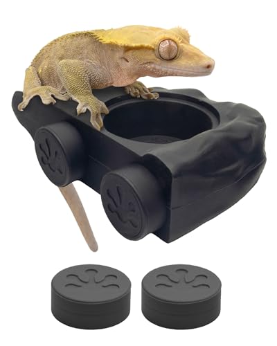 Pangea Black Silicone Gecko Feeding Ledge & 100 .5oz Small Plastic Food & Water Cups Bundle