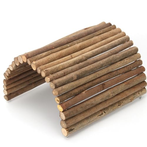 Gadpiparty Natural Solid Wood Reptile Hiding House and Small Pet Shelter Set, Small and Large Size Wooden Hideout for Tortoise, Hamster, Lizard, and Reptile Enclosure Decor