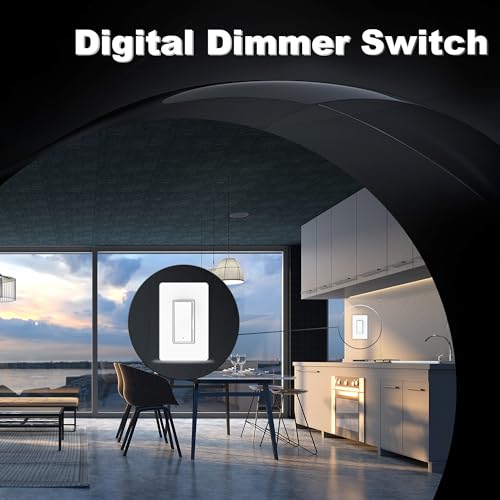 ThunderWay Decorator Digital Dimmer Light Switch with Indicator, Single Pole/ 3-Way for 300W Dimmable LED, CFL and 700WIncandescent Bulbs Screwless Wall Plate Included ETL Listing White 1PACK
