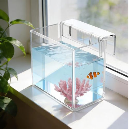Acrylic Hatchery Incubator Tank for Fish & Corals, Hanging Acclimation Box for Saltwater & Freshwater Aquariums, Aquarium Fish Breeding Box for Small Fish Shrimp Turtle and Betta as Decoration