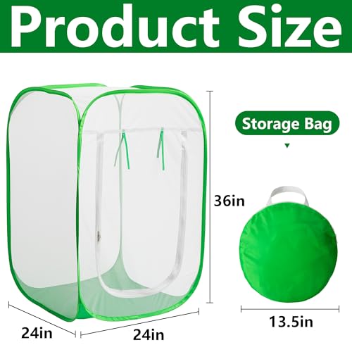 24" x 24" x 36" Pop Up Garden Mesh Plant Cover, Plant Protectors Mesh Plant Enclosure, Garden Net Cage Pest Protection Guard Tent with Storage Bag for Protect Plant Vegetable Fruit from Birds Insects - color: 24 X 24 X 36 Inch