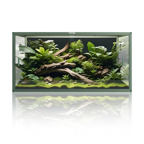 Phailozoo 120 Gallon Bearded Dragon Tank, Stackable Reptile Enclosure with Front Sliding Tempered Glass Doors, Easy Assembly Aluminum Frame Reptile Tank for Snake & Lizard - color: Earthy Green, size: 120 Gallon