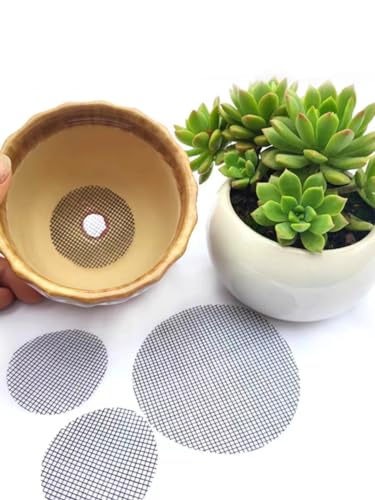 Sylken 200 Pack Flower Pot Hole Mesh Pad, 4" Square Drainage Hole Mesh Pad - Ultimate Gardening Solution Preventing Soil Loss, Anti-Slip, Bonsai Bottom Grid Mat Gifts for Women Gardeners! - size: 4"