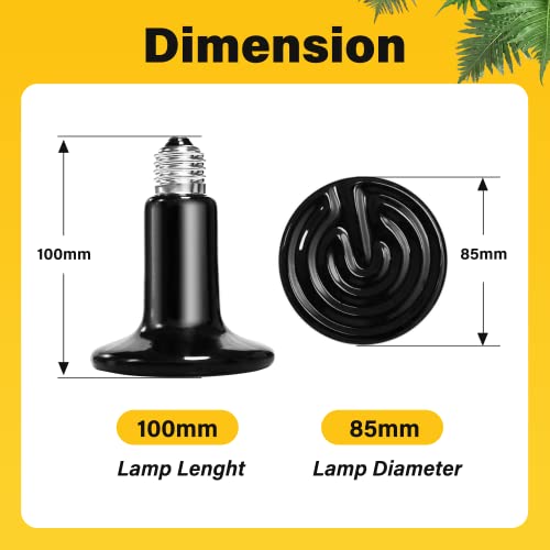 Simple Deluxe 150W Reptile Heat Lamp Bulb Ceramic Heat Emitter No Light Emitting Brooder Coop Heater for Amphibian Pet & Incubating Chicken, 4 Pack Black - size: 150 Watts, style: 4 Pcs