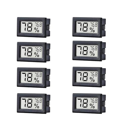 8 Pack Mini Indoor Temperature Humidity Meter Gauge Thermometer Hygrometer LCD Display Fahrenheit (℉) for Humidors Greenhouse Garden Cellar Jars Closet