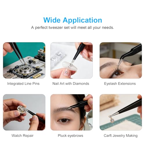 3PCS Precision Tweezers Set, Upgraded ESD high-end anti-static for Craft, Electronics, Soldering, Laboratory Work, Soldering, Model, Eyelash Extensions, Nail stickers, Jewelry-Making
