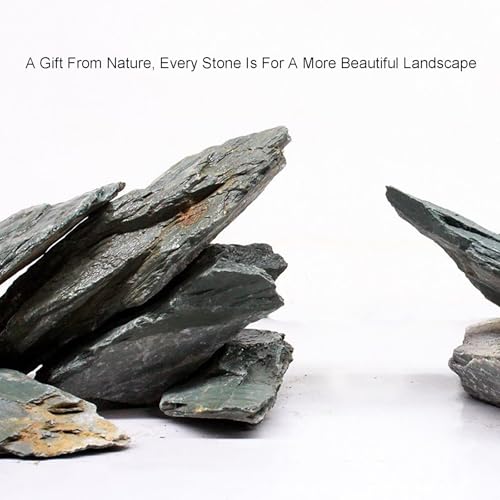5.5 LBS Irregular Natural Slate Stone Rocks for Aquascaping, Reptile Basking Platforms and Landscape Gravel, Aquarium Bridge Design Kit