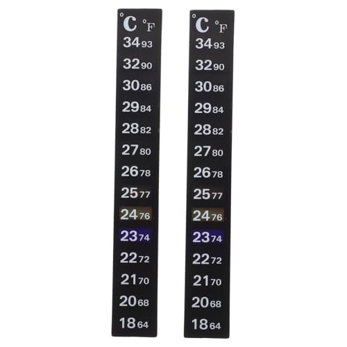 Ciieeo 2Pcs Color Changing Aquarium Thermometer Sticker Adhesive Fish Tank Temperature Gauge Strip Accurate Temperature Reading for Aquariums and Reptiles Easy to Use for Home