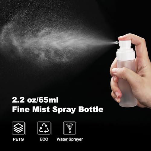 Travel Spray Bottles TSA Approved 3 Pack (2.2oz/65ml), Leak Proof Fine Mist Refillable Empty Plastic Spray Bottles for Perfume, Essential Oils, Toners, Hair & Face Mist (65 ml) - size: 65 ml