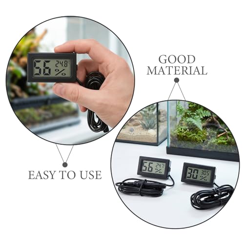 2pcs Reptile Digital Thermometer Hygrometer, Celsius Temperature Humidity Meter with Probe, Plastic Hygrometer for Terrarium, Vivarium, Pet Reptile Habitat Monitoring