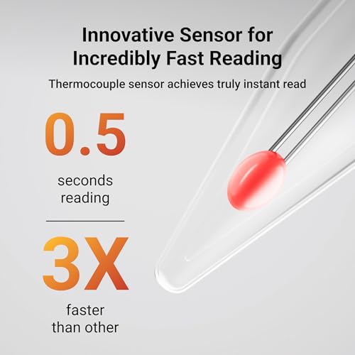 ThermoMaven Professional Meat Thermometer, Instant Read in 0.5 Sec, NIST Certified Accuracy ±0.5°F, IP67 Waterproof, Ambidextrous Backlight & Auto-Rotating Display, for BBQ/Grill/Cooking, Black&Red - color: Black&Red