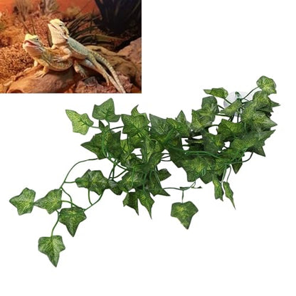 Pssopp Lifelike Plant Decorative Hanging Silk Terrarium Plant with Suction Cup for for Reptile Rainforest Box Aquarium Landscape(NFF‑87)