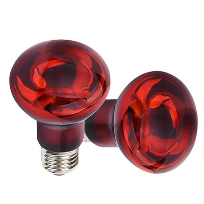 50W Infrared Heat Lamp Bulb E26 Base Red Basking Spot Light for Reptile Terrarium, Non-Disruptive Night Heater for Bearded Dragons Snake Turtle and Amphibian 2 Pack