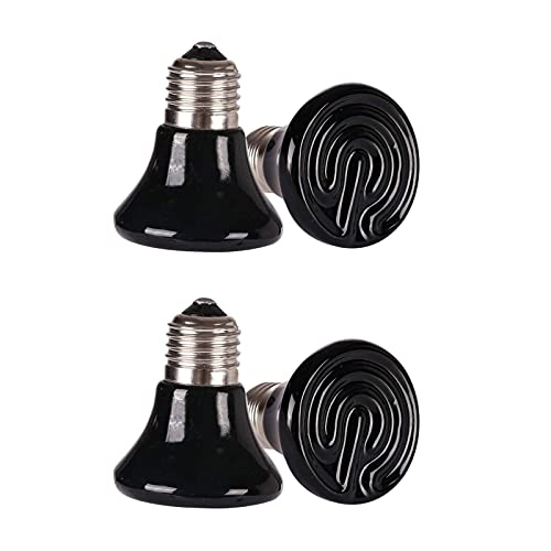 Lxcom Lighting 25 Watt Mini Reptile Heat Lamp Bulb 25W 60MM Pet Infrared Ceramic Heat Emitter for Brooder Coop, Lizard, Lambs, Snake, No Light, Black, 110V(4 Pack)