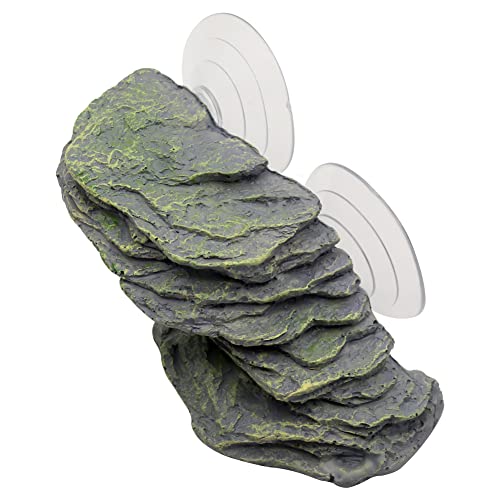 Turtle Basking Platform with Strong Suction Cups，Fish Tank Aquarium Tortoise Climbing Platform , Reptile Climbing Shale Resin Step Ledge Stone Aquarium Ornament Rock Float Resting Terrace for Frogs