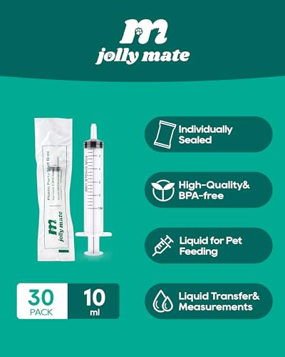 JollyMate 30 Pack 10ml Oral Syringe for Liquids, 10cc Oral Syringes without Needle with Cap Individually Wrapped for Pet Feeding, Scientific Labs, Measuring Liquids, Oil & Glue Dispenser - style: 10ml