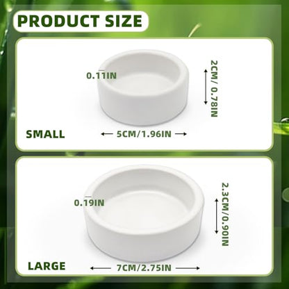 Escape-Proof Reptile Food Dish Bowl, Ceramics Small Animal Bowls for Lizard Frog Snake Turtle Gecko Hamster Food Bowl for Anti Living Foods Escape, Reptile Water Dish (S,1.96inches) - size: S,1.96inches