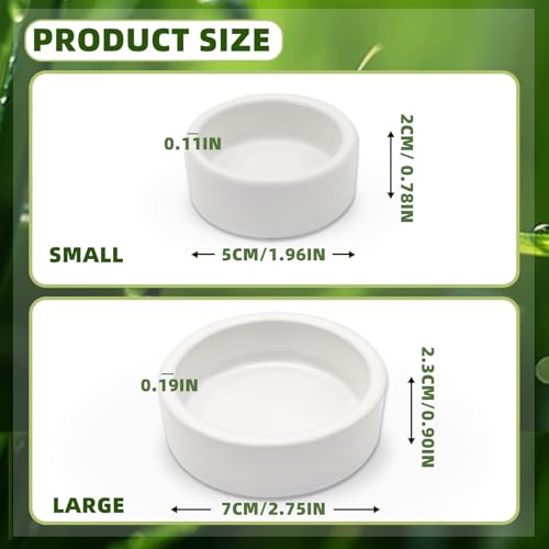 Escape-Proof Reptile Food Dish Bowl, Ceramics Small Animal Bowls for Lizard Frog Snake Turtle Gecko Hamster Food Bowl for Anti Living Foods Escape, Reptile Water Dish (M,2.73inches) - size: M,2.73inches