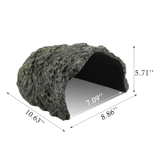 IBWell 9.1 Inch Reptile Hides Resin Tortoise Hideout for Hiding and Basking Aquarium Rock Caves for Snake Bearded Dragon Fish Lizard - size: Large