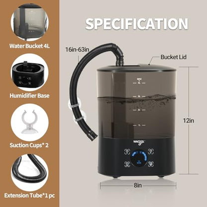 WACOOL Reptile Fogger Mister 4L No-Leak Top-Fill Water Humidifier - Digital Timer Terrarium Fogger with Adjustable Fog Volume and Silent Operation for Snake/Gecko/Gecko Tanks