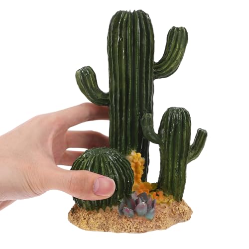 VICASKY Artificial Cactus Terrarium Plants Reptile Decorations Resin Desert Landscape Ornament for Snake Tank and Turtle Habitat Accessories