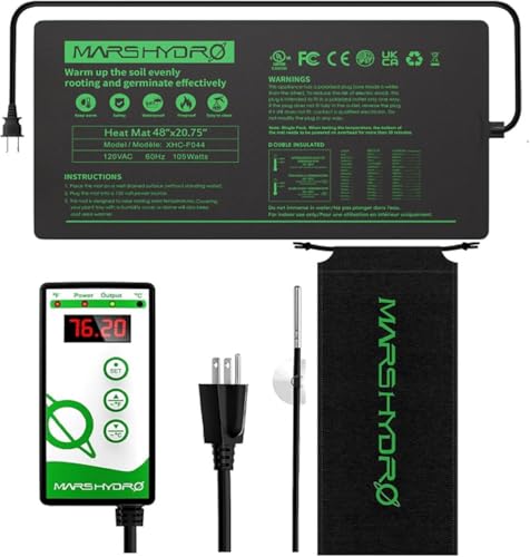 MARS HYDRO 48''x20.75'' Seedling Heat Mat with Thermostat Combo Set，Heating Pad for for Germination, Indoor Gardening, Greenhouse - size: 48''x20.75''Kit