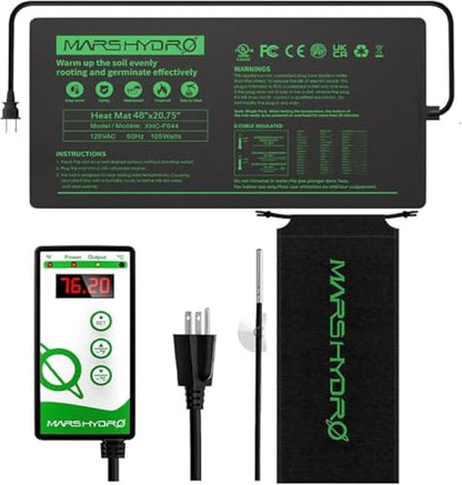 MARS HYDRO 48''x20.75'' Seedling Heat Mat with Thermostat Combo Set，Heating Pad for for Germination, Indoor Gardening, Greenhouse - size: 48''x20.75''Kit
