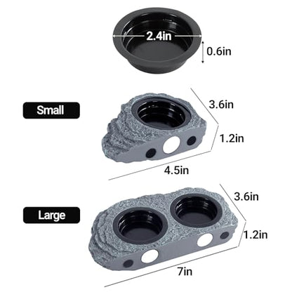 Wacool Magnetic Gecko Ledge - Single Bowl Reptile Feeding Tray with 3 Feeding Cups for Geckos, Lizards, Chameleons and Reptile Pets - size: Single slot