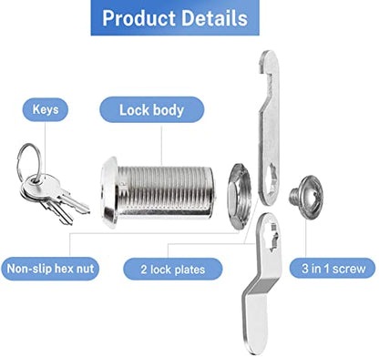 Sissinda Cam Locks Cabinet Locks Keyed Alike,1-1/8Inch Cylinder Fits on 0.9Inch Max Panel Thickness,Secure Drawer RV Camper Storage,Zinc Alloy(1-1/8Inch 5Pcs) - size: 1-1/8 Inch 5Pcs