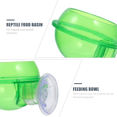 HEMOTON Reptile Feeding Bowls with Suction Cups, Plastic Water and Food Dish, Large Capacity Basin for Gecko, Lizard, Frog, Tortoise Terrarium, 2pcs Set