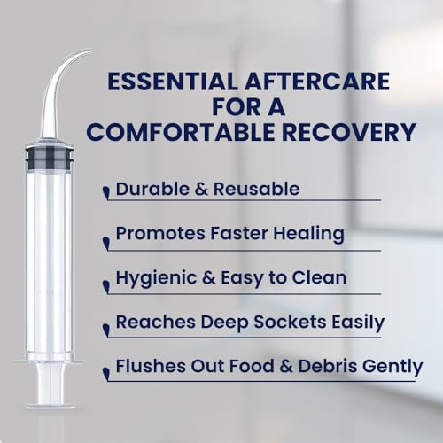 Wisdom Teeth Syringe - Pack of 5 Dental Curved Tip Syringe with Measuring Scale - Oral Care and Tonsil Stone Irrigation Syringes