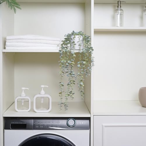 Faux Ivy Eucalyptus Vine Fake Hanging Plants in White Pot, Medium | Decorative Hanging Plants, Fake Greenery, For Shelf - size: Medium