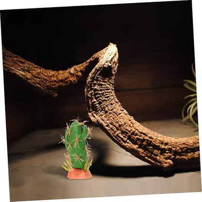COLLBATH Faux Cactus Reptile Decor Plastic Resin Simulated Plant for Terrarium and Aquarium Safe Lizard Tank Accessory Vibrant Natural Look for Amphibian Habitat