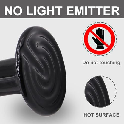 Aiicioo 150W Black Ceramic Heat Emitter 2Pack No Light Heat Bulb for Reptile Emitting Heat Lamp Bulb for Bearded Dragon Lizard Tortoise Turtle Snake Brooder Coop