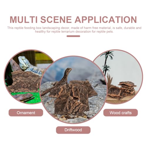 Homoyoyo 10Pcs Reptile Tree Bark Decor Natural Cork Bark Platform for Lizards Turtles Chameleons Terrarium Climbing and Basking Habitat Accessories