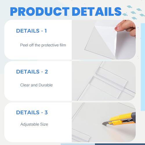 Sieral Aquarium Lids Polycarbonate Canopy 2 Pieces Set 22.95 x 16.61 x 0.12 inch for 75/90/110 Gallon with Center Brace Aquariums Cover Fish Tank Lid with a Hook Knife, Clear - color: Clear, size: 48 x 18 Inch