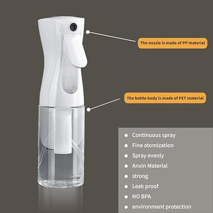 Continuous Spray Bottle for Hair-6.76OZ/200ML,Continuous Mister Empty Spray Bottles,Ultra Fine Mist Water Sprayer for Hairstyling, Cleaning, Plants, Pets, Barbers, Salons(2PCS)