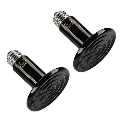 YSSOA 100W Ceramic Heat Emitter, Reptile Heat Bulbs, Ceramic Heat Lamp for Reptiles, Amphibian, Chicken, Dog, Cat, 2 Pack, Black - color: Black, size: 2 Pack, style: 100W