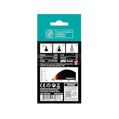 Arcadia Golden Sun Basking Flood Lamp 100W – Wide Beam Infrared Reptile Heat Lamp Bulb for Bearded Dragons, Tortoises, Iguanas and Turtle Tanks, Long Lasting Easy to Use Indoor Heat Bulb for Reptiles