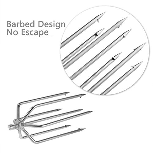 Cyfie 5/7 Prong Fishing Harpoon, Stainless Steel Gig Gaff Hook with 8mm Screw, Harpoon Hook for Hunting Fish Flounder Frog Gig in Pond River Lake, Capable for Fishing Gaff Gig Pole - color: 7 Prong with 8mm screw