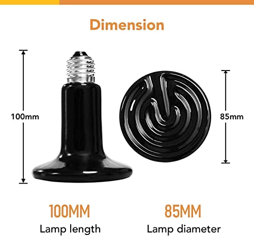 Simple Deluxe 150W Ceramic Reptile Heat Lamp Bulb & 150W Clamp Light with 8.5" Aluminum Reflector Combo for Amphibian Pets, 2 Pack, Silver 2024 Version - size: 150W, style: Bulb*2+Clamp Light*2