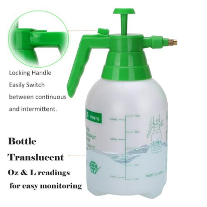MRPAPA 2 Pack Handheld Pump Sprayer, Garden Pressure Water Spray Bottle with Adjustable Brass Nozzle for Plants (2L-Green-2PCS) - color: 2L-Green-2PCS